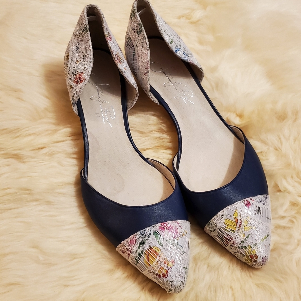 Shoes of Prey D'Orsay kitten heels - navy & lace floral